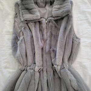 Gray Faux Fur Vest
